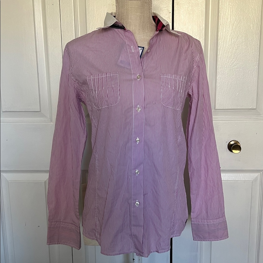 Saint James Striped Pink and White Button-Up